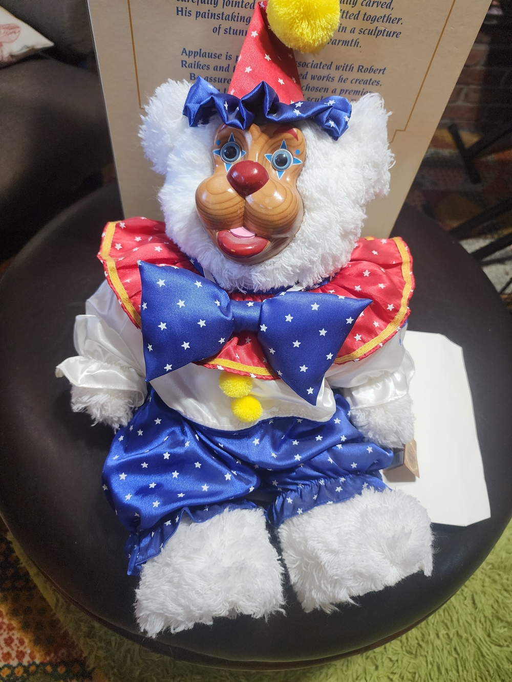 Robert Raikes BAILEY THE CLOWN Wood Carved Collectible Bear NIB